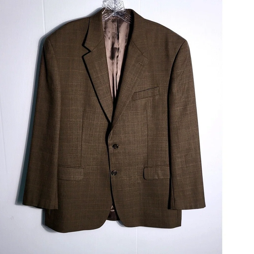 Ralph Lauren Men's Brown Plaid Wool Blazer Sport Coat Jacket Dillard's Exclusive